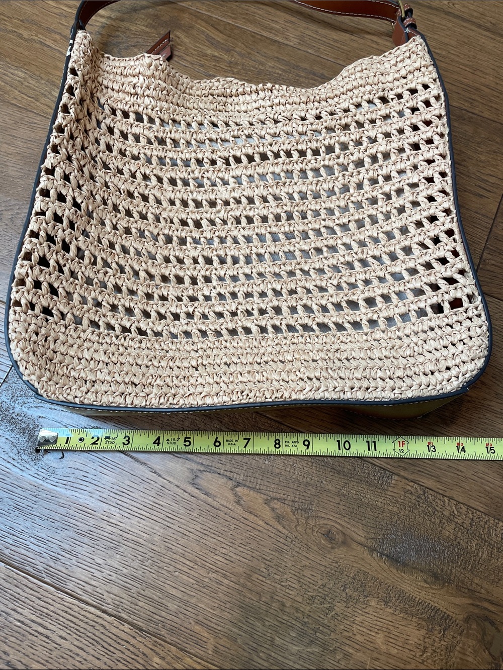Mango Woven Straw Hobo Bag with Brown Leather Trim CB CB - Picture 11 of 14